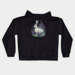 Mountain Hare with Purple Heather Meadow Kids Hoodie