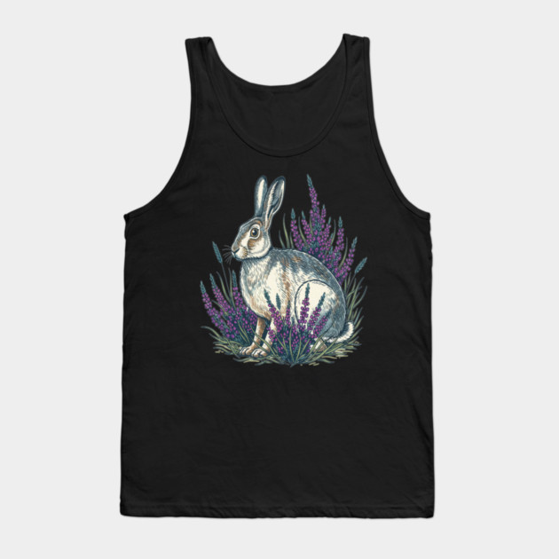 Mountain Hare with Purple Heather Meadow Tank Top by BirdsnStuff