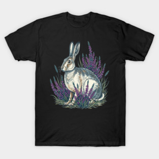 Mountain Hare with Purple Heather Meadow T-Shirt