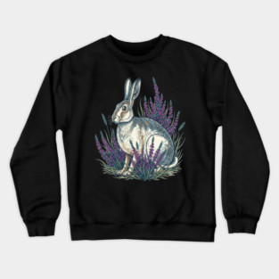 Mountain Hare with Purple Heather Meadow Crewneck Sweatshirt
