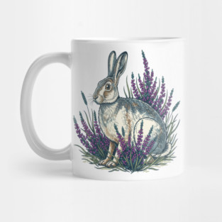 Mountain Hare with Purple Heather Meadow Mug