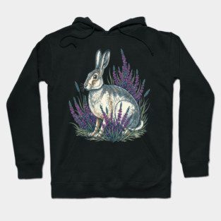 Mountain Hare with Purple Heather Meadow Hoodie