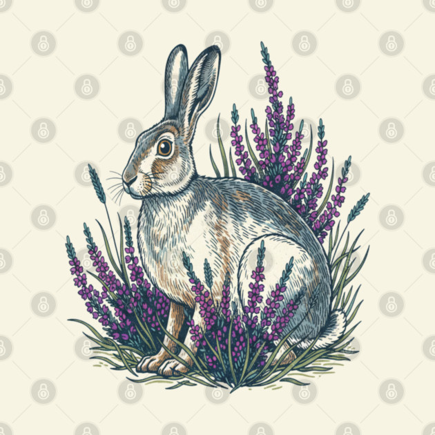 Mountain Hare with Purple Heather Meadow by BirdsnStuff