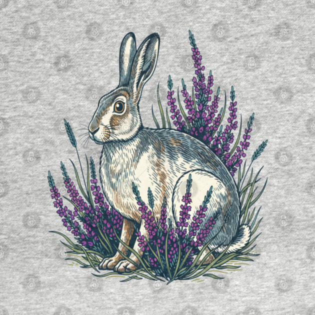 Mountain Hare with Purple Heather Meadow by BirdsnStuff