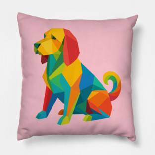 Basset Fauve de Bretagne Colorful Geometric Dog Breed Art Collection – Modern Pet Illustrations for T-Shirts & Gifts Pillow