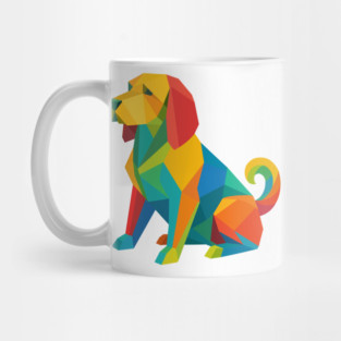 Basset Fauve de Bretagne Colorful Geometric Dog Breed Art Collection – Modern Pet Illustrations for T-Shirts & Gifts Mug