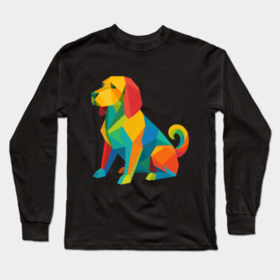 Basset Fauve de Bretagne Colorful Geometric Dog Breed Art Collection – Modern Pet Illustrations for T-Shirts & Gifts Long Sleeve T-Shirt
