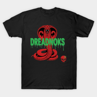Scary DREADNOKS with Dripping Green Font and Cobra Snake Graphic Apparel T-Shirt
