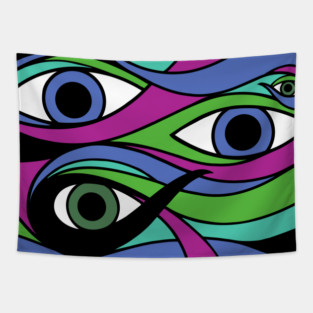Trippy Eyeball Purple Tapestry