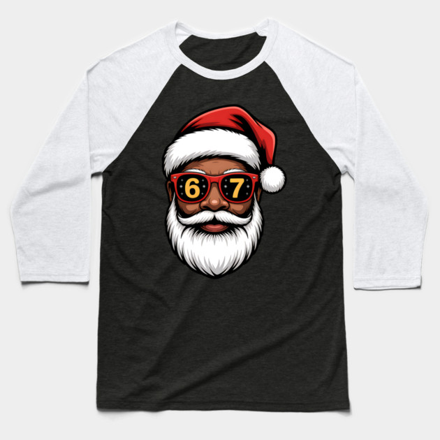 67 Santa,  67 Mene,  Funny Black Santa Baseball T-Shirt by UrbanLifeApparel