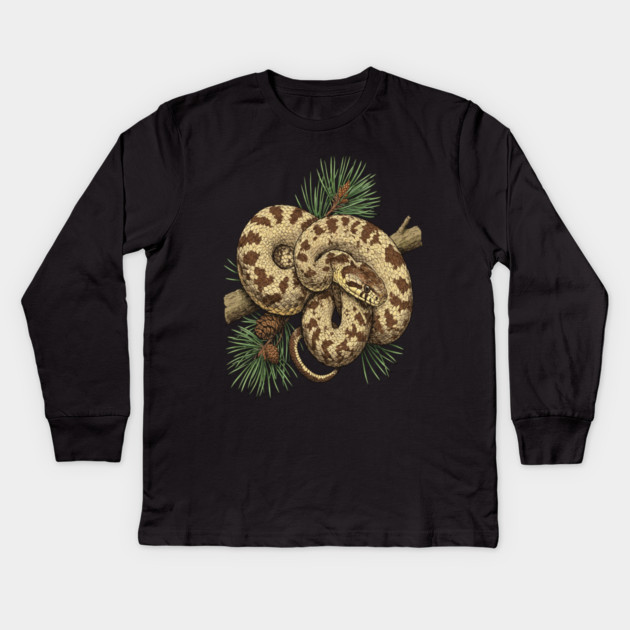 Northern Pine Snake with Longleaf Branches Kids Long Sleeve T-Shirt by BirdsnStuff