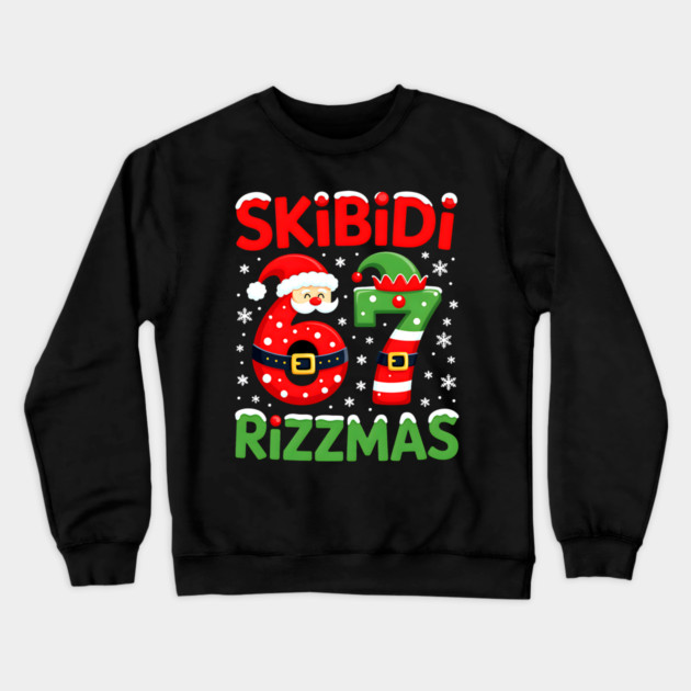 Skibidi Rizzmas, Funny Slang, Funny Meme Crewneck Sweatshirt by UrbanLifeApparel