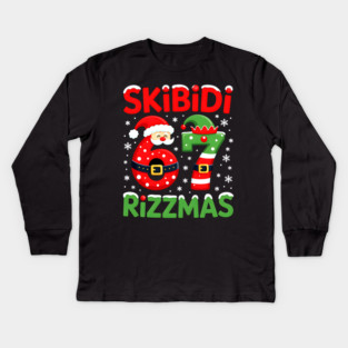 Skibidi Rizzmas, Funny Slang, Funny Meme Kids Long Sleeve T-Shirt