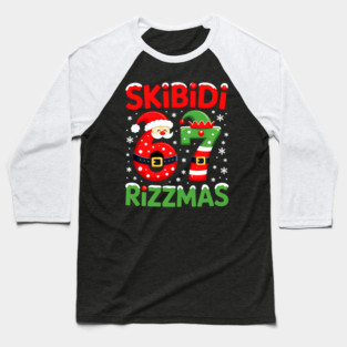 Skibidi Rizzmas, Funny Slang, Funny Meme Baseball T-Shirt