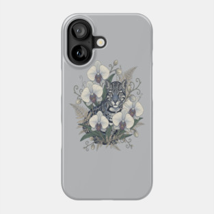 Ocelot with Pale Orchid Blossoms Phone Case