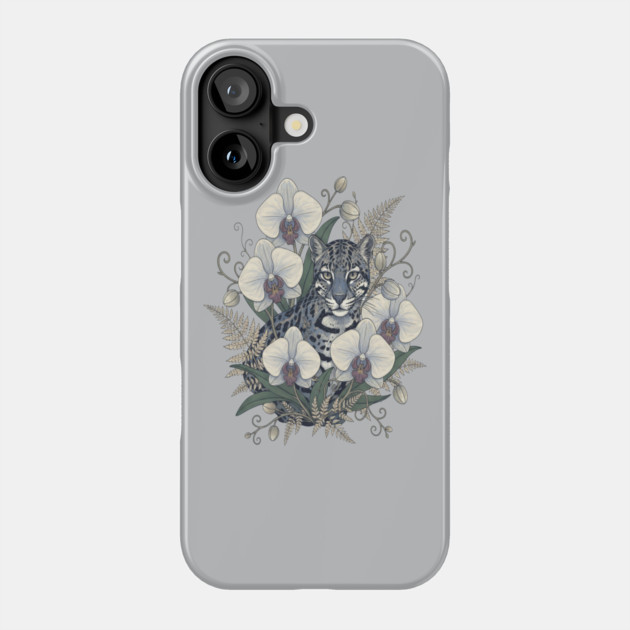 Ocelot with Pale Orchid Blossoms Phone Case by BirdsnStuff