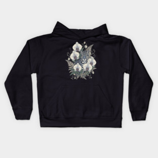Ocelot with Pale Orchid Blossoms Kids Hoodie