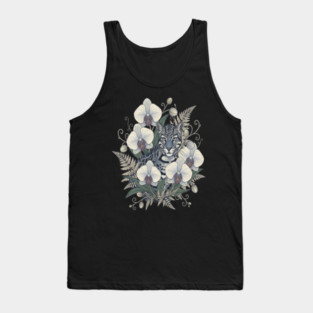 Ocelot with Pale Orchid Blossoms Tank Top