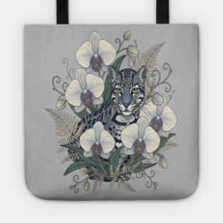Ocelot with Pale Orchid Blossoms Tote