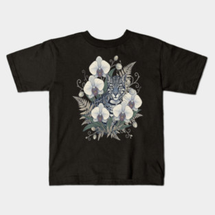 Ocelot with Pale Orchid Blossoms Kids T-Shirt