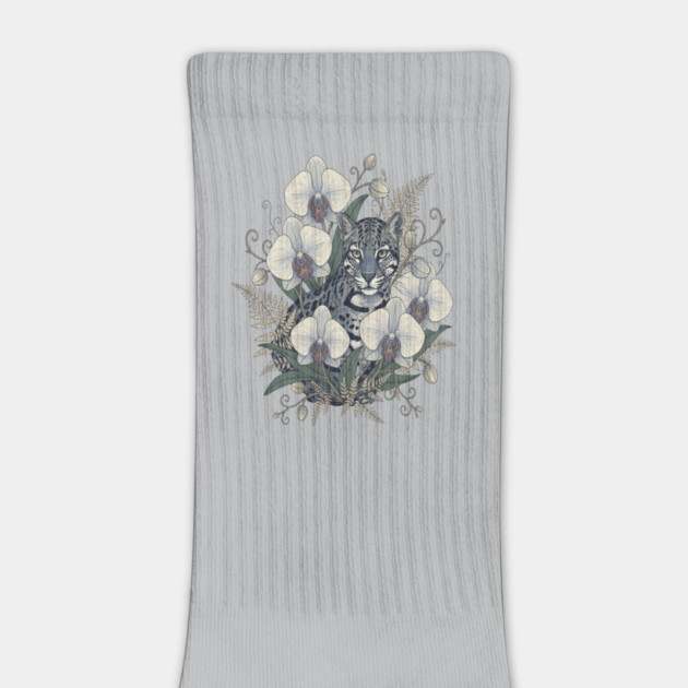 Ocelot with Pale Orchid Blossoms by BirdsnStuff