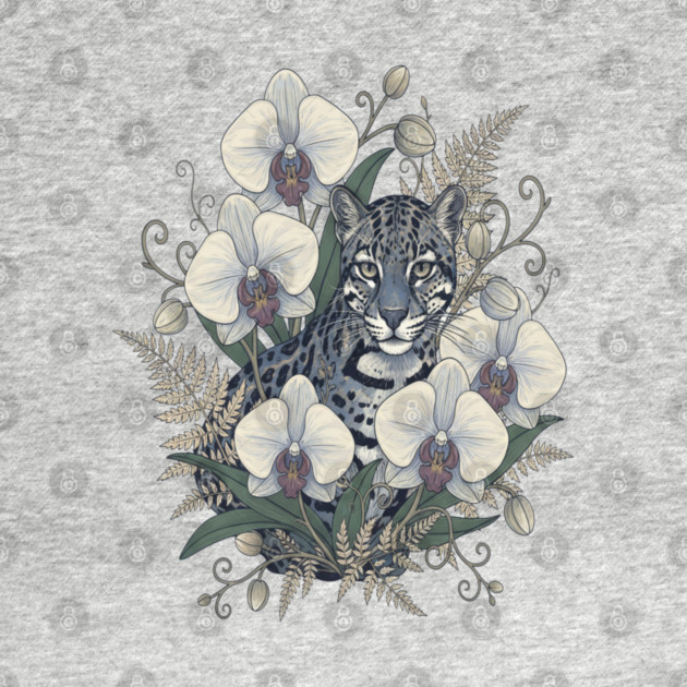 Ocelot with Pale Orchid Blossoms by BirdsnStuff
