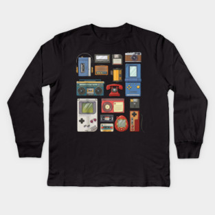 Retro Technology, vintage technology, classic Tech Kids Long Sleeve T-Shirt