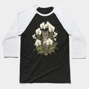Ocelot with Pale Orchids and Ferns Baseball T-Shirt