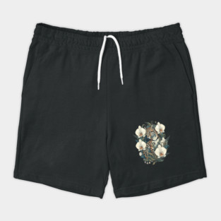Ocelot with Orchid Blooms and Ferns Shorts