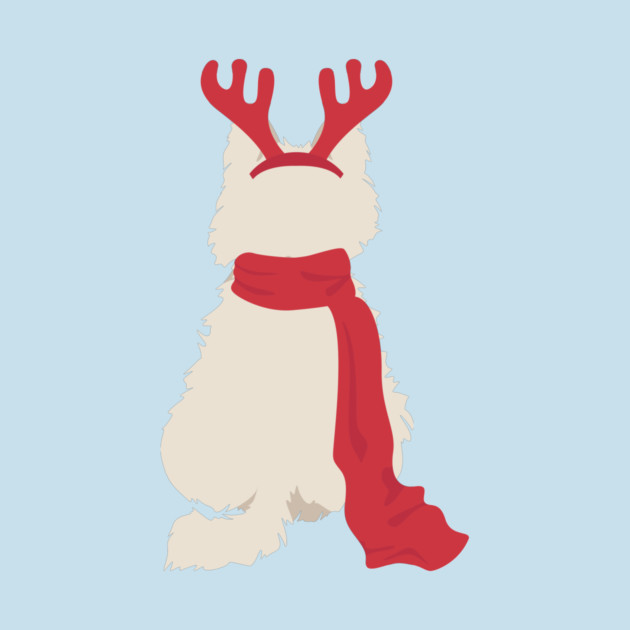 Christmas Westie with Red Antlers by JunkyDotCom