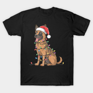 Belgian Malinois Christmas Lights Xmas Dogs T-Shirt