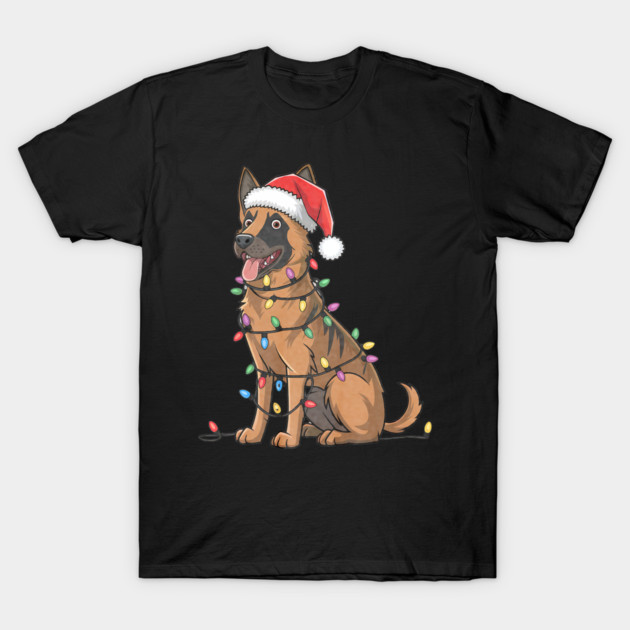 Belgian Malinois Christmas Lights Xmas Dogs T-Shirt by yangho