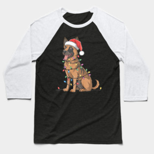 Belgian Malinois Christmas Lights Xmas Dogs Baseball T-Shirt