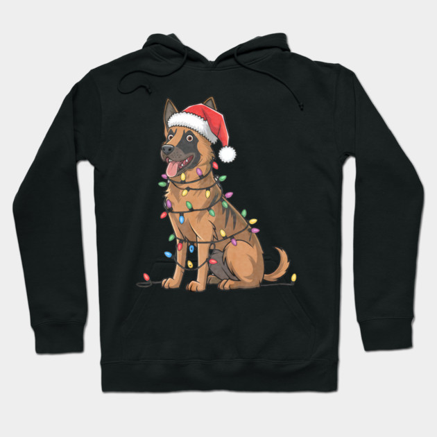 Belgian Malinois Christmas Lights Xmas Dogs Hoodie by yangho