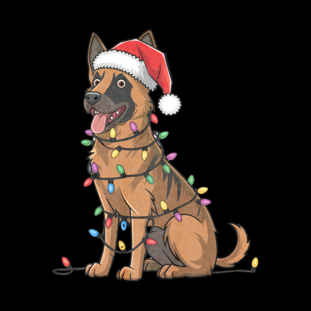 Belgian Malinois Christmas Lights Xmas Dogs by yangho