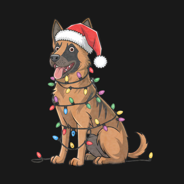 Belgian Malinois Christmas Lights Xmas Dogs by yangho