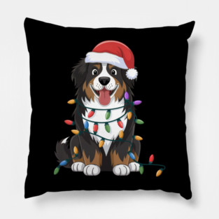 Bernese Mountain Christmas Lights Xmas Dogs Pillow