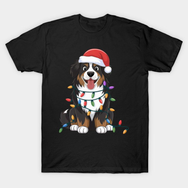 Bernese Mountain Christmas Lights Xmas Dogs T-Shirt by yangho