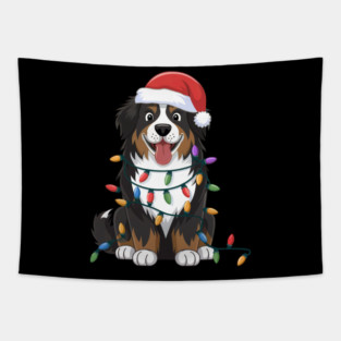 Bernese Mountain Christmas Lights Xmas Dogs Tapestry