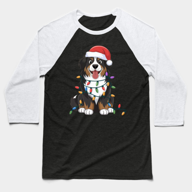 Bernese Mountain Christmas Lights Xmas Dogs Baseball T-Shirt by yangho
