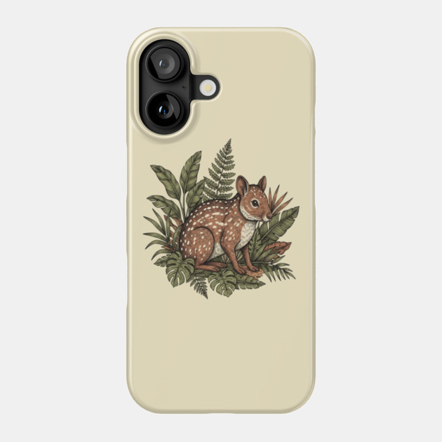 Paca with Jungle Ferns and Tropical Leaves Phone Case by BirdsnStuff