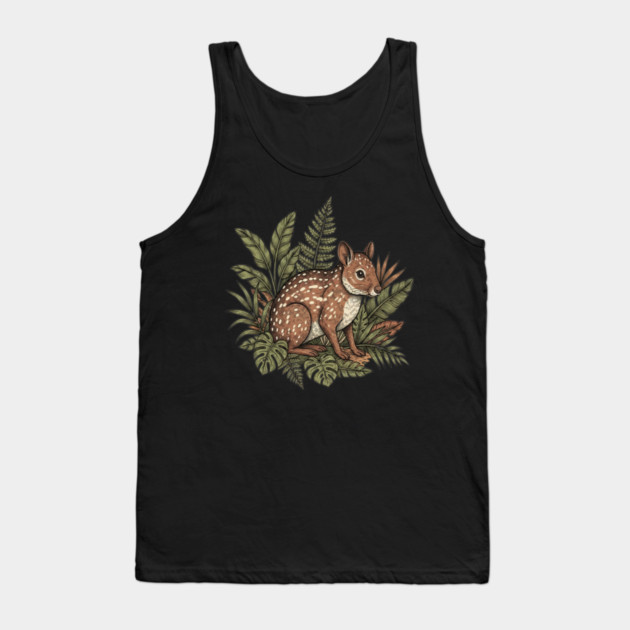 Paca with Jungle Ferns and Tropical Leaves Tank Top by BirdsnStuff