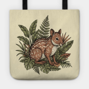 Paca with Jungle Ferns and Tropical Leaves Tote