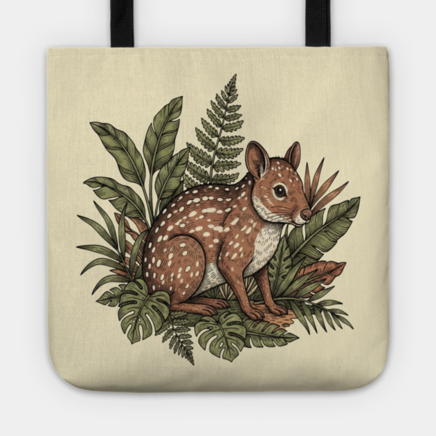 Paca with Jungle Ferns and Tropical Leaves Tote by BirdsnStuff
