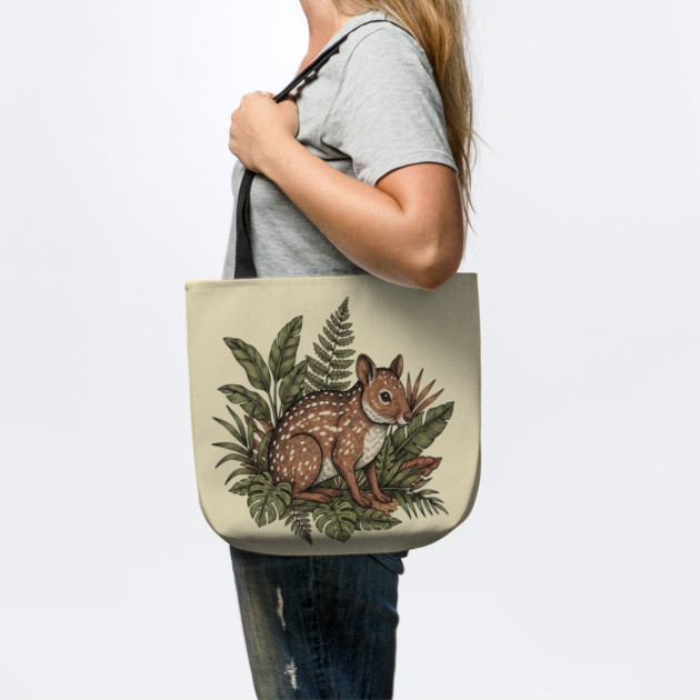 Paca with Jungle Ferns and Tropical Leaves by BirdsnStuff