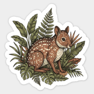 Paca with Jungle Ferns and Tropical Leaves Sticker