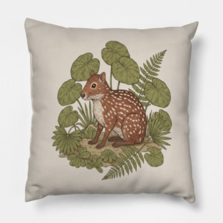 Paca with Ferns and Tropical Ground Leaves Pillow