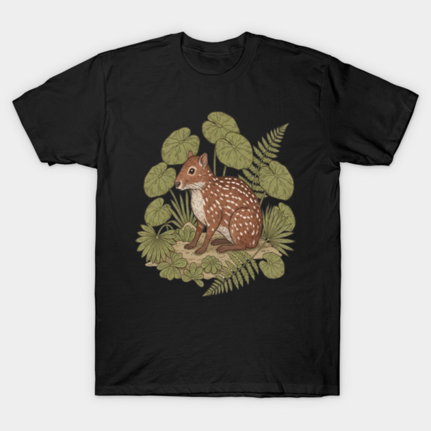 Paca with Ferns and Tropical Ground Leaves T-Shirt by BirdsnStuff