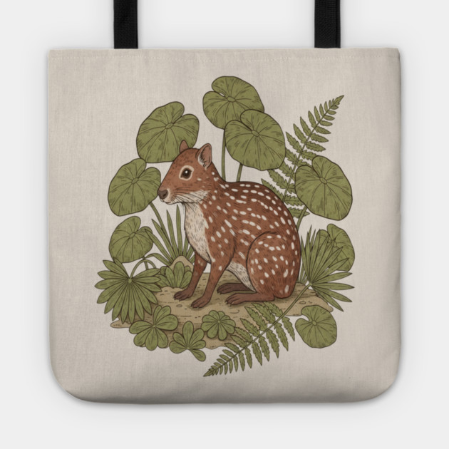 Paca with Ferns and Tropical Ground Leaves Tote by BirdsnStuff