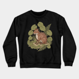 Paca with Ferns and Tropical Ground Leaves Crewneck Sweatshirt